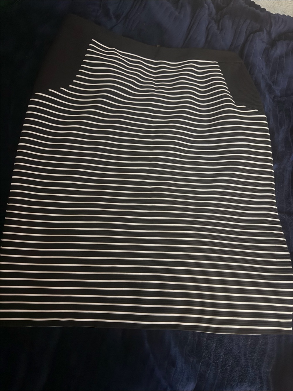 Kensie Black and White Striped Pencil Skirt
